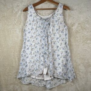 Bellambre 100% Silk Size M Sleeveless Made in Italy Floral Print Top Cottagecore